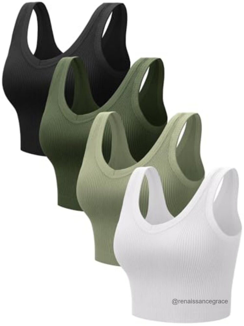 4 Pack Ribbed Cotton Seamless Crop Tank Tops Reversible V Neck Sleeveless
